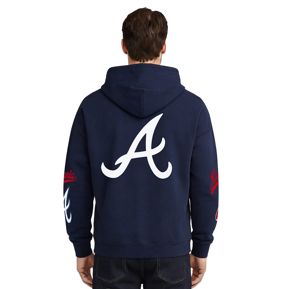 MLB ATLANTA BRAVES LIVING LARGE CHANDAIL À CAPUCHON EN MOLLETON À ÉPAULES TOMBANTES POUR HOMME (MARINE MINUIT)