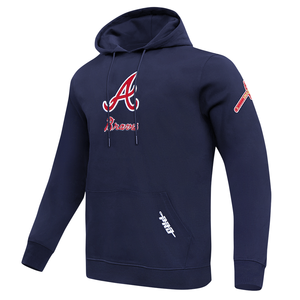 MLB ATLANTA BRAVES CLASSIC CHENILLE MEN'S DK PO HOODIE (MIDNIGHT NAVY)