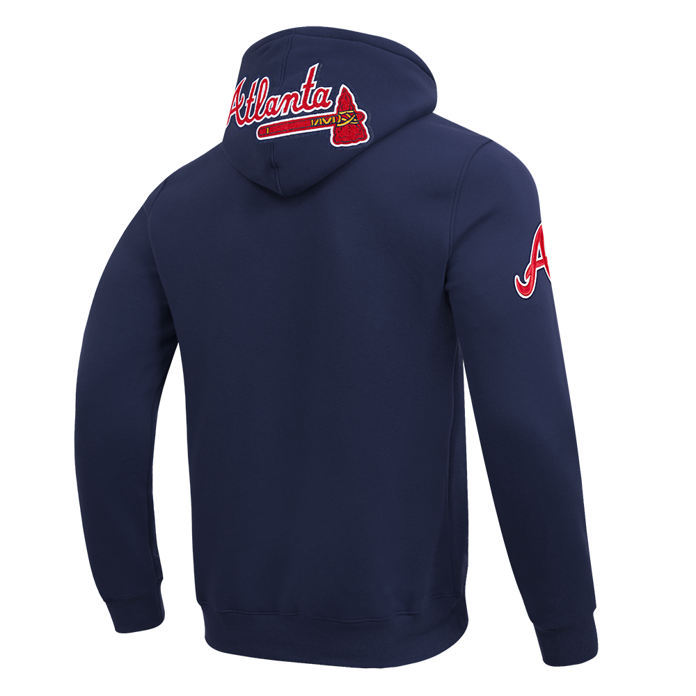 MLB ATLANTA BRAVES CLASSIC CHENILLE MEN'S DK PO HOODIE (MIDNIGHT NAVY)