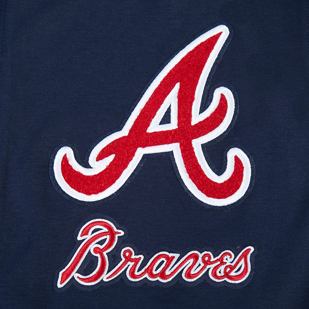 MLB ATLANTA BRAVES CLASSIC CHENILLE MEN'S DK PO HOODIE (MIDNIGHT NAVY)