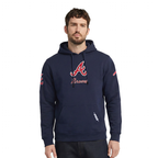 MLB ATLANTA BRAVES CLASSIC CHENILLE MEN'S DK PO HOODIE (MIDNIGHT NAVY)