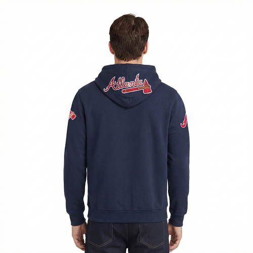 MLB ATLANTA BRAVES CLASSIC CHENILLE MEN'S DK FZ HOODIE (MIDNIGHT NAVY)