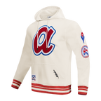 MLB ATLANTA BRAVES RETRO CLASSICS MEN'S RIB FLC PO HOODIE (EGGSHELL/ RED)