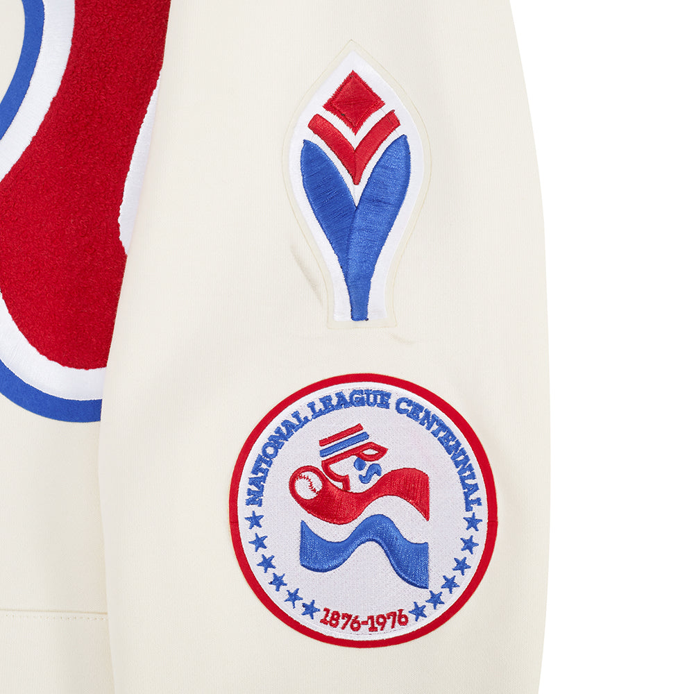 MLB ATLANTA BRAVES RETRO CLASSICS MEN'S RIB FLC PO HOODIE (EGGSHELL/ RED)