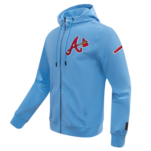 MLB ATLANTA BRAVES CLASSIC CHENILLE MEN'S FULL ZIP PULLOVER HOODIE (UNIVERSITY BLUE)