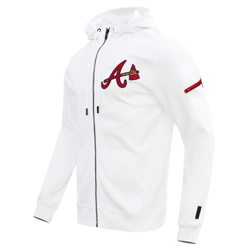 MLB ATLANTA BRAVES CLASSIC CHENILLE MEN'S FULL ZIP PULLOVER HOODIE (WHITE)