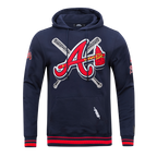 MLB ATLANTA BRAVES MASH UP MEN'S RIB FLC PO HOODIE (MIDNIGHT NAVY/RED/MIDNIGHT NAVY)