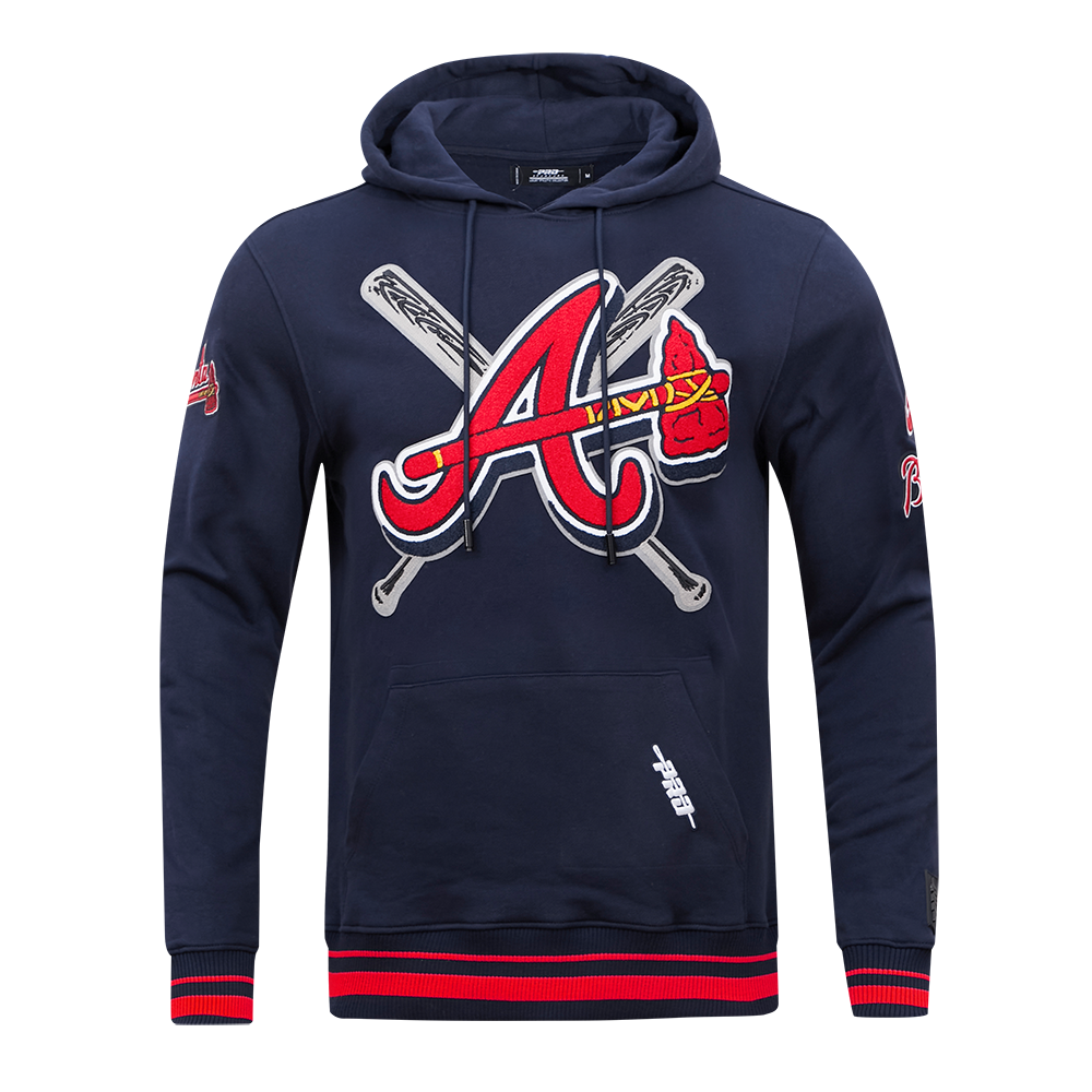 MLB ATLANTA BRAVES MASH UP CHANDAIL À CAPUCHON EN MOLLETON CÔTELÉ POUR HOMME (MARINE MINUIT/ROUGE/MARINE MINUIT)