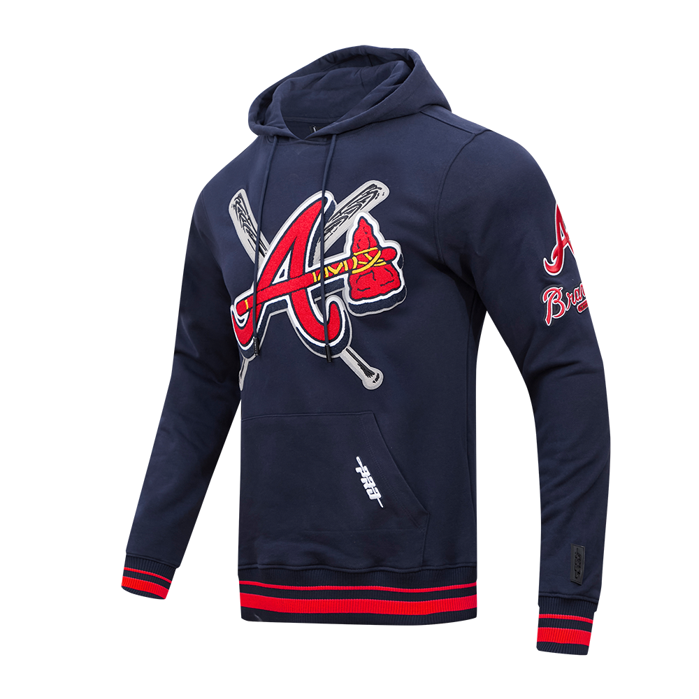MLB ATLANTA BRAVES MASH UP MEN'S RIB FLC PO HOODIE (MIDNIGHT NAVY/RED/MIDNIGHT NAVY)