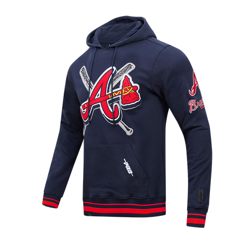 MLB ATLANTA BRAVES MASH UP MEN'S RIB FLC PO HOODIE (MIDNIGHT NAVY/RED/MIDNIGHT NAVY)
