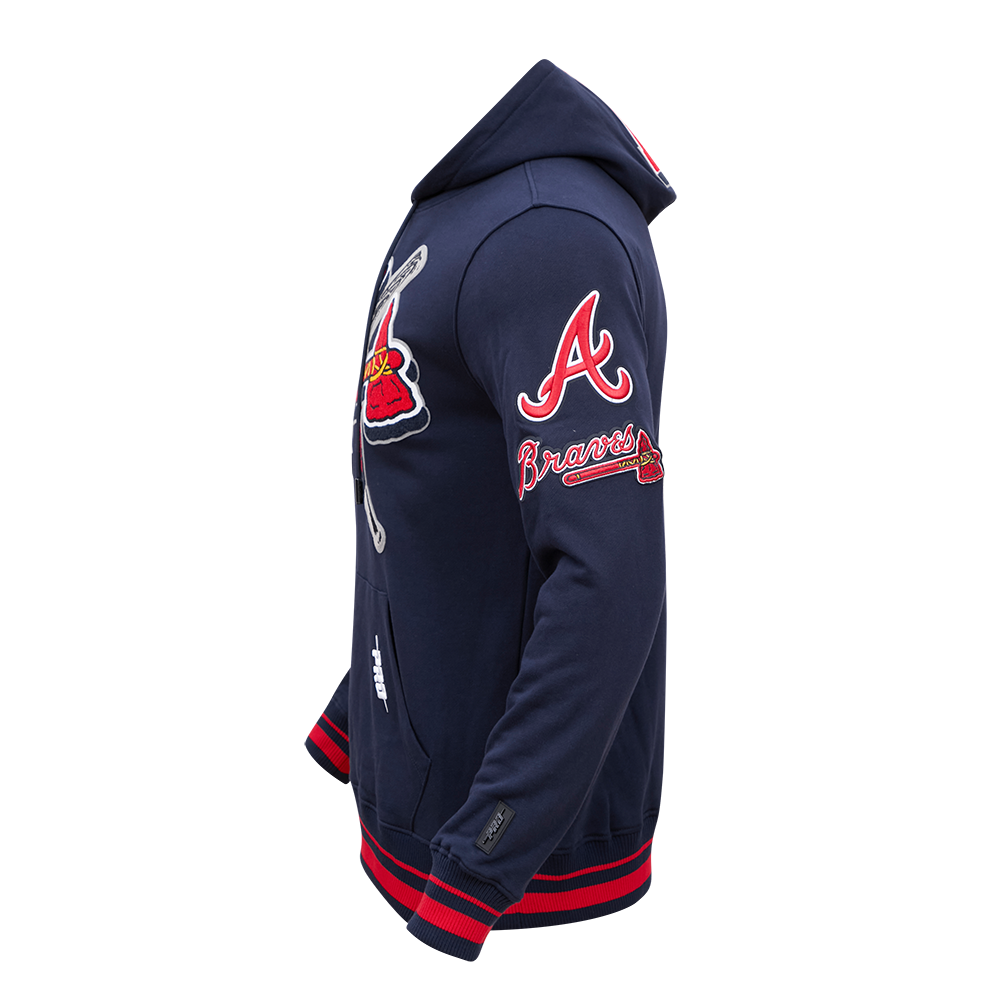 MLB ATLANTA BRAVES MASH UP MEN'S RIB FLC PO HOODIE (MIDNIGHT NAVY/RED/MIDNIGHT NAVY)