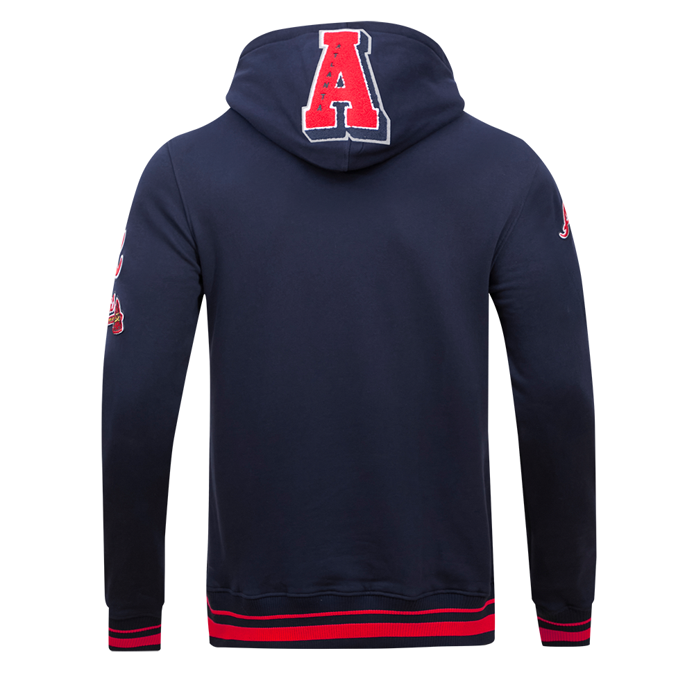 MLB ATLANTA BRAVES MASH UP MEN'S RIB FLC PO HOODIE (MIDNIGHT NAVY/RED/MIDNIGHT NAVY)