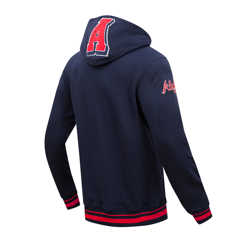 MLB ATLANTA BRAVES MASH UP MEN'S RIB FLC PO HOODIE (MIDNIGHT NAVY/RED/MIDNIGHT NAVY)
