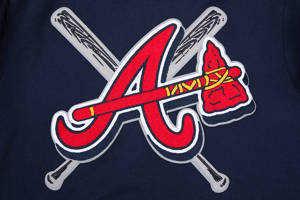MLB ATLANTA BRAVES MASH UP MEN'S RIB FLC PO HOODIE (MIDNIGHT NAVY/RED/MIDNIGHT NAVY)