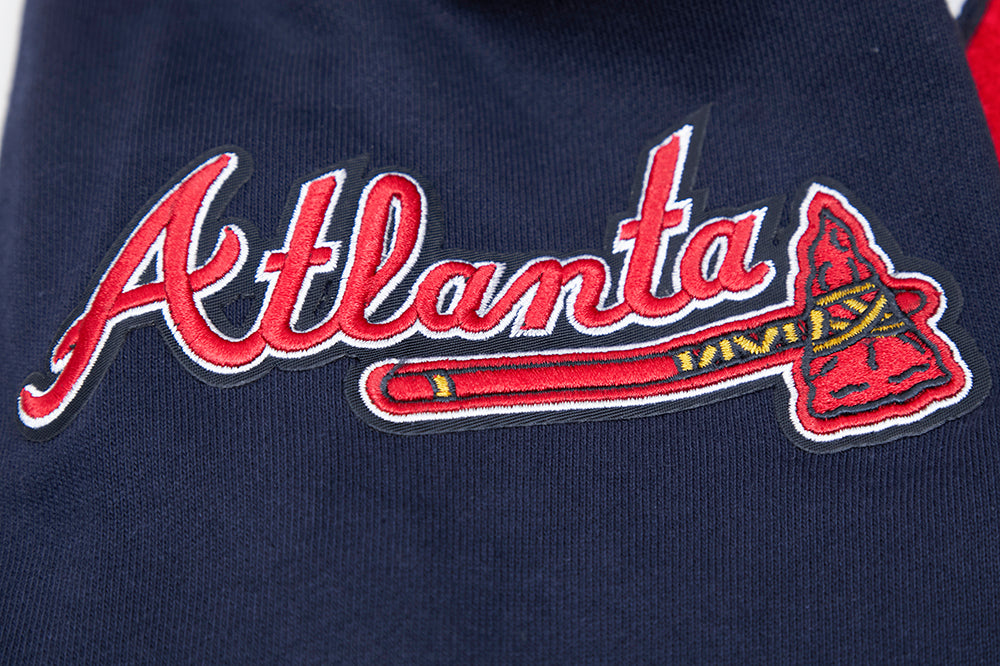 MLB ATLANTA BRAVES MASH UP MEN'S RIB FLC PO HOODIE (MIDNIGHT NAVY/RED/MIDNIGHT NAVY)