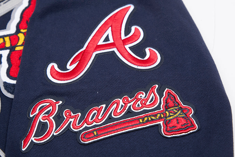 MLB ATLANTA BRAVES MASH UP MEN'S RIB FLC PO HOODIE (MIDNIGHT NAVY/RED/MIDNIGHT NAVY)