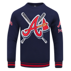 MLB ATLANTA BRAVES MASH UP MEN'S RIB FLC CREWNECK (MIDNIGHT NAVY/RED/MIDNIGHT NAVY)
