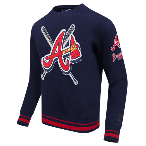 MLB ATLANTA BRAVES MASH UP MEN'S RIB FLC CREWNECK (MIDNIGHT NAVY/RED/MIDNIGHT NAVY)