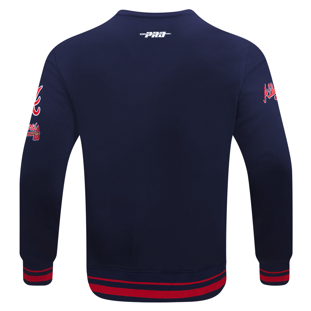 MLB ATLANTA BRAVES MASH UP MEN'S RIB FLC CREWNECK (MIDNIGHT NAVY/RED/MIDNIGHT NAVY)