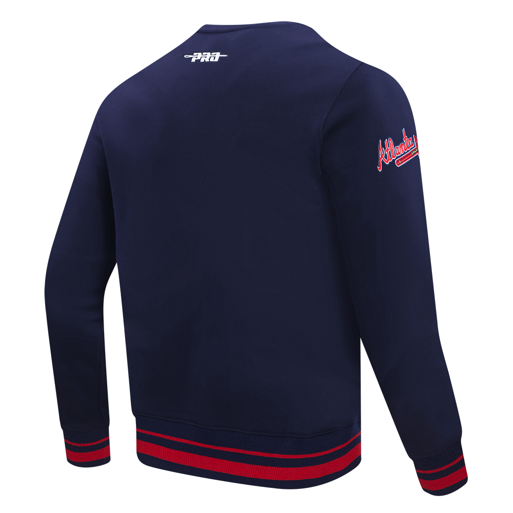 MLB ATLANTA BRAVES MASH UP MEN'S RIB FLC CREWNECK (MIDNIGHT NAVY/RED/MIDNIGHT NAVY)