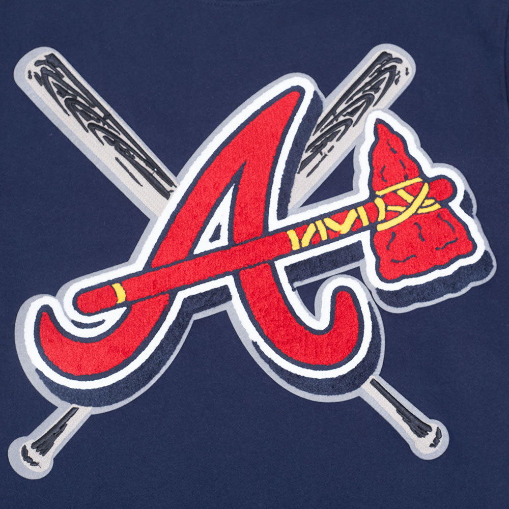 MLB ATLANTA BRAVES MASH UP MEN'S RIB FLC CREWNECK (MIDNIGHT NAVY/RED/MIDNIGHT NAVY)