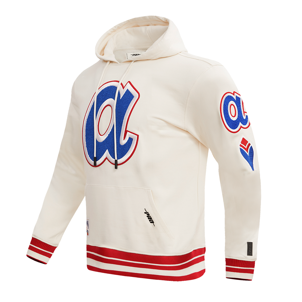MLB ATLANTA BRAVES RETRO CLASSIC MEN'S PULLOVER HOODIE (EGGSHELL/RED)