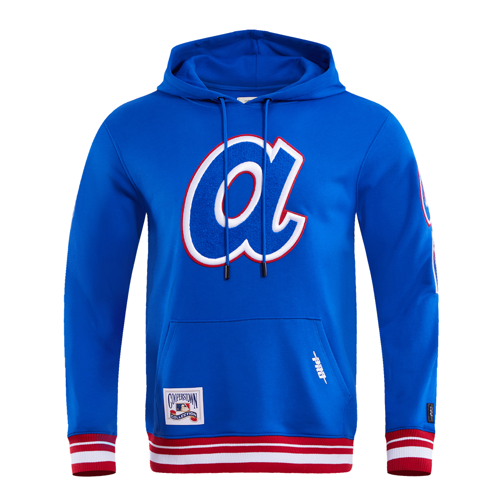 MLB ATLANTA BRAVES RETRO CLASSIC CHANDAIL À CAPUCHON POUR HOMME (BLEU ROYAL/ROUGE)