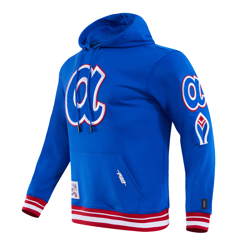 MLB ATLANTA BRAVES RETRO CLASSIC CHANDAIL À CAPUCHON POUR HOMME (BLEU ROYAL/ROUGE)