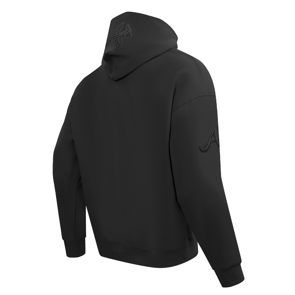 MLB ATLANTA BRAVES NEUTRAL DROP SHOULDER MEN'S PULLOVER HOODIE (BLACK)