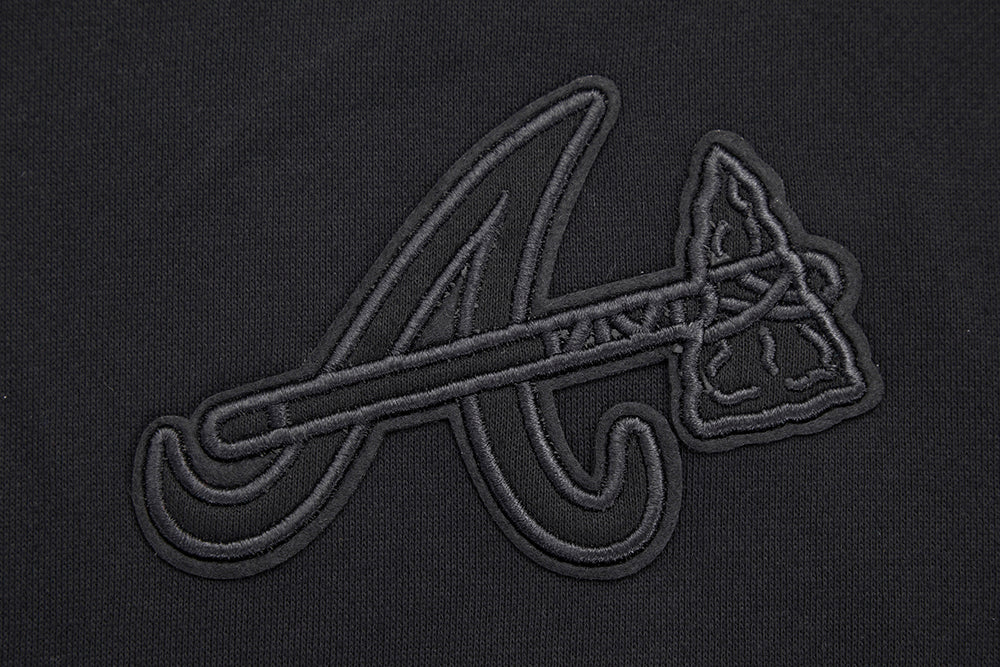 MLB ATLANTA BRAVES NEUTRAL DROP SHOULDER MEN'S PULLOVER HOODIE (BLACK)