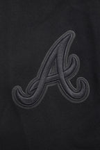 MLB ATLANTA BRAVES NEUTRAL DROP SHOULDER MEN'S PULLOVER HOODIE (BLACK)