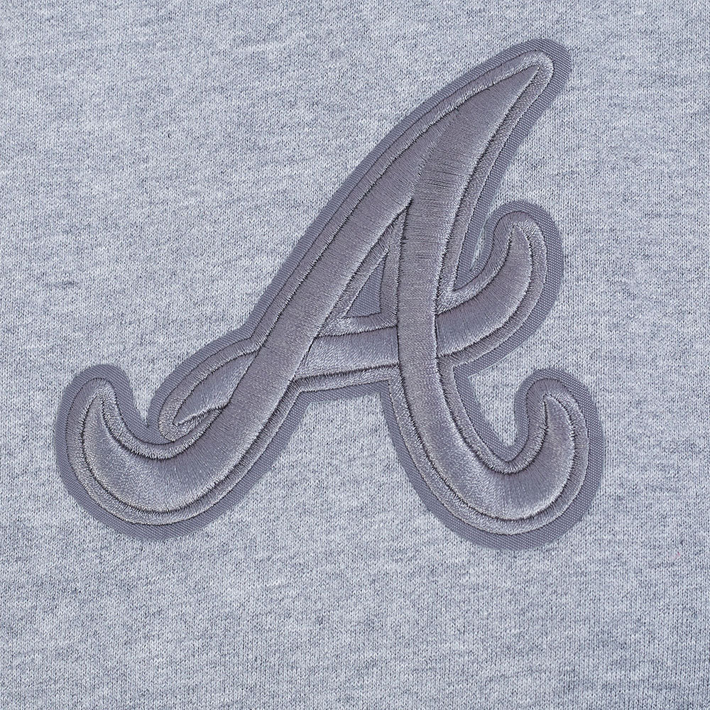 MLB ATLANTA BRAVES NEUTRAL CHANDAIL À CAPUCHON EN MOLLETON À ÉPAULES TOMBANTES POUR HOMME (GRIS CHINÉ FONCÉ)