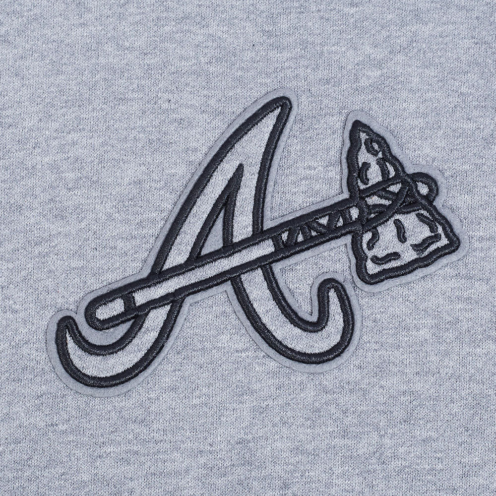 MLB ATLANTA BRAVES NEUTRAL CHANDAIL À CAPUCHON EN MOLLETON À ÉPAULES TOMBANTES POUR HOMME (GRIS CHINÉ FONCÉ)