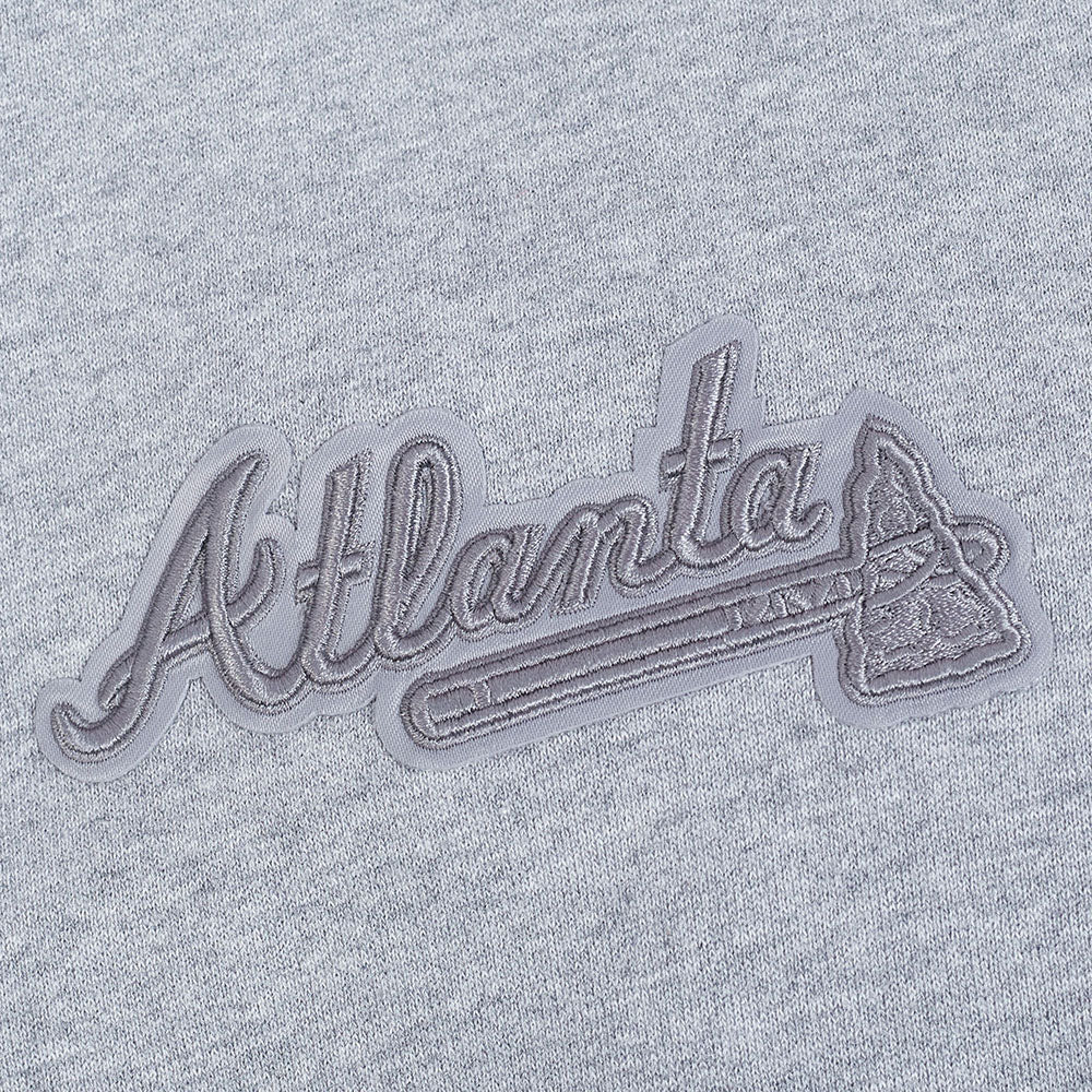 MLB ATLANTA BRAVES NEUTRAL CHANDAIL À CAPUCHON EN MOLLETON À ÉPAULES TOMBANTES POUR HOMME (GRIS CHINÉ FONCÉ)