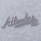 MLB ATLANTA BRAVES NEUTRAL CHANDAIL À CAPUCHON EN MOLLETON À ÉPAULES TOMBANTES POUR HOMME (GRIS CHINÉ FONCÉ)