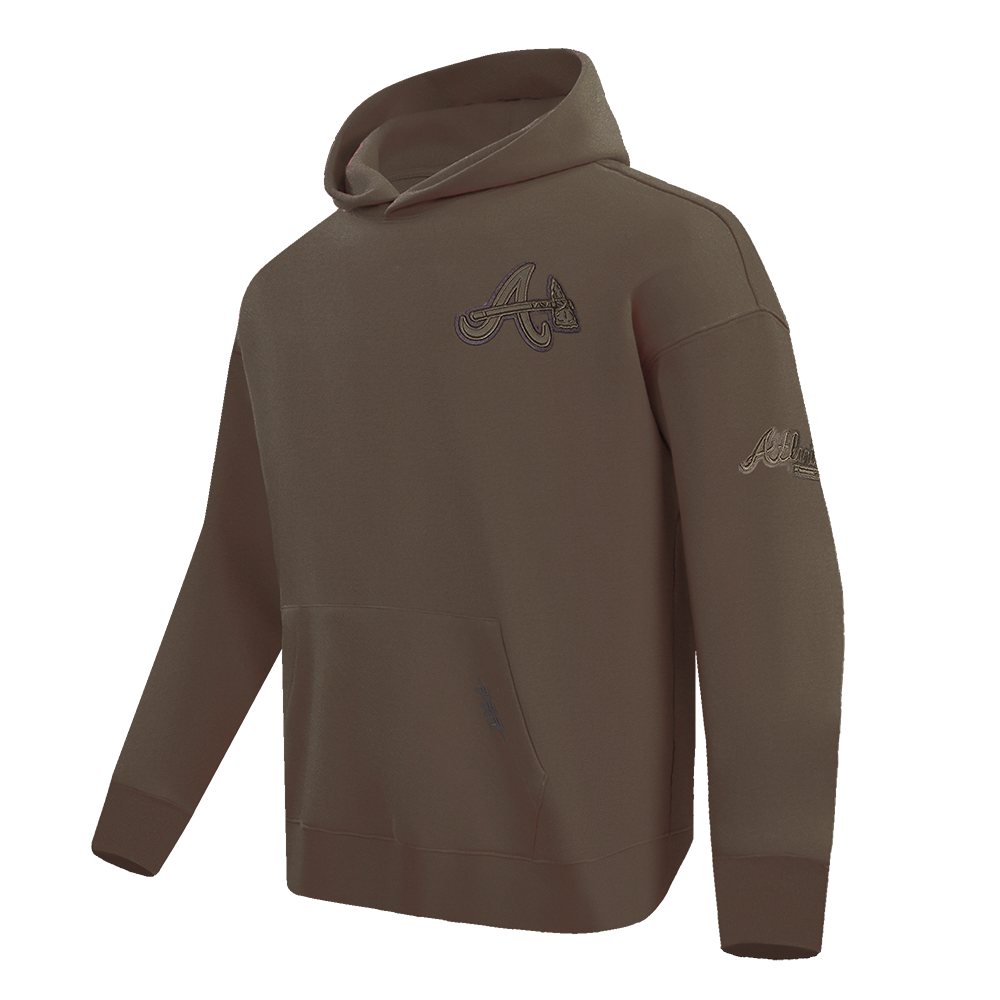 MLB ATLANTA BRAVES NEUTRAL MEN'S  DROP SHOULDER FLC PO HOODIE (DARK TAUPE)