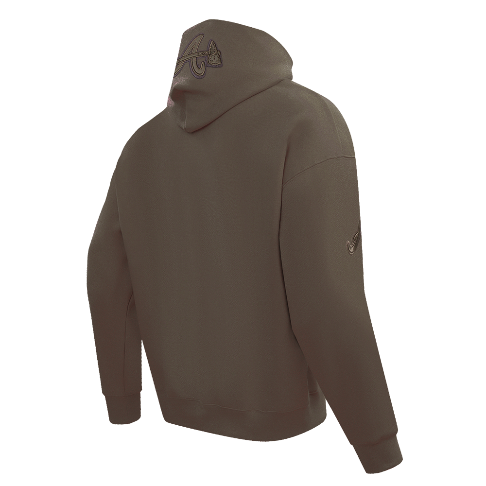 MLB ATLANTA BRAVES NEUTRAL MEN'S  DROP SHOULDER FLC PO HOODIE (DARK TAUPE)
