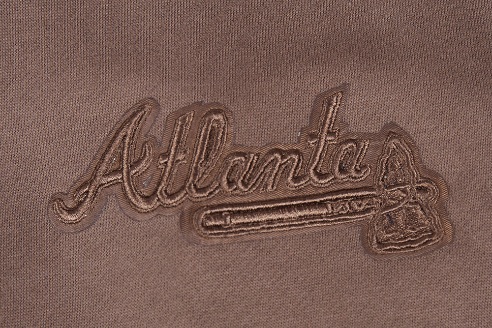 MLB ATLANTA BRAVES NEUTRAL MEN'S  DROP SHOULDER FLC PO HOODIE (DARK TAUPE)