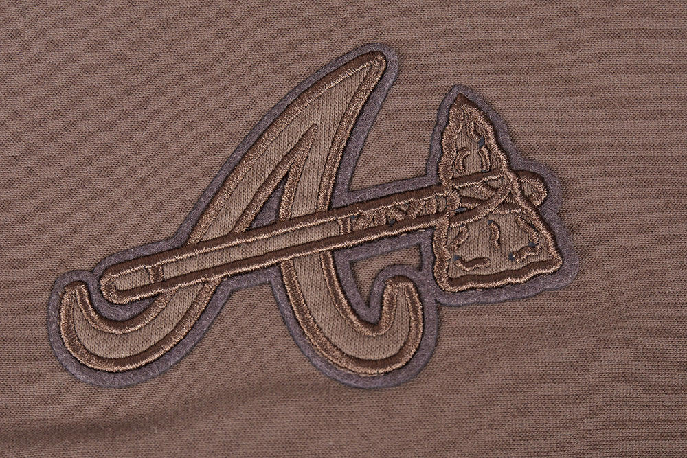 MLB ATLANTA BRAVES NEUTRAL MEN'S  DROP SHOULDER FLC PO HOODIE (DARK TAUPE)