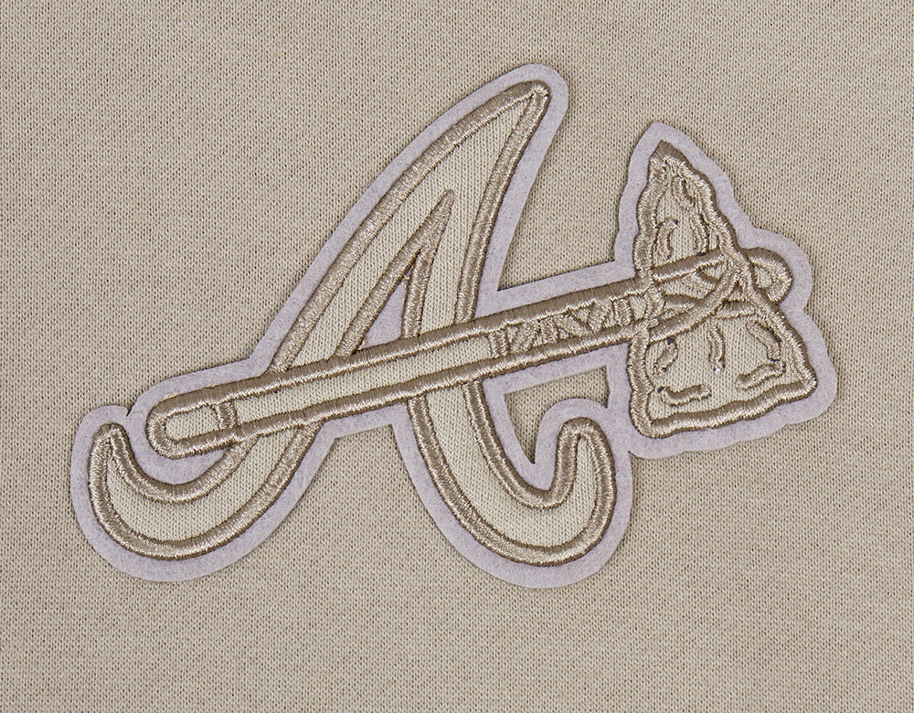 MLB ATLANTA BRAVES NEUTRAL CHANDAIL À CAPUCHON À ÉPAULES TOMBANTES POUR HOMME (TAUPE)
