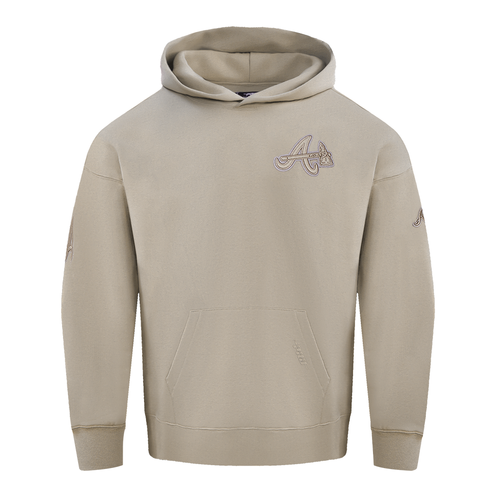 MLB ATLANTA BRAVES NEUTRAL CHANDAIL À CAPUCHON À ÉPAULES TOMBANTES POUR HOMME (TAUPE)