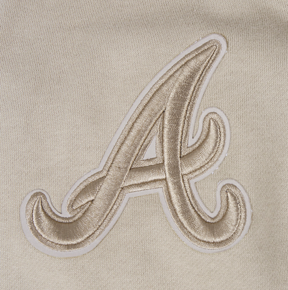 MLB ATLANTA BRAVES NEUTRAL CHANDAIL À CAPUCHON À ÉPAULES TOMBANTES POUR HOMME (TAUPE)
