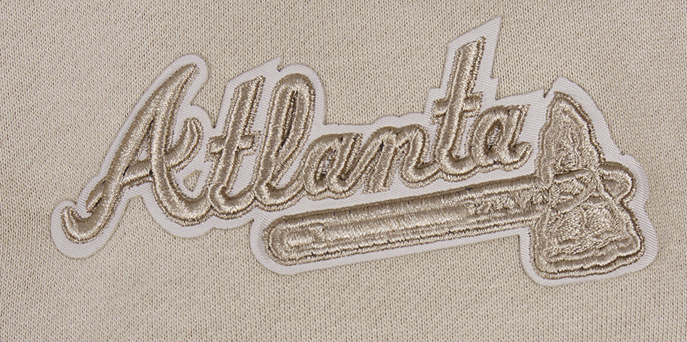 MLB ATLANTA BRAVES NEUTRAL CHANDAIL À CAPUCHON À ÉPAULES TOMBANTES POUR HOMME (TAUPE)