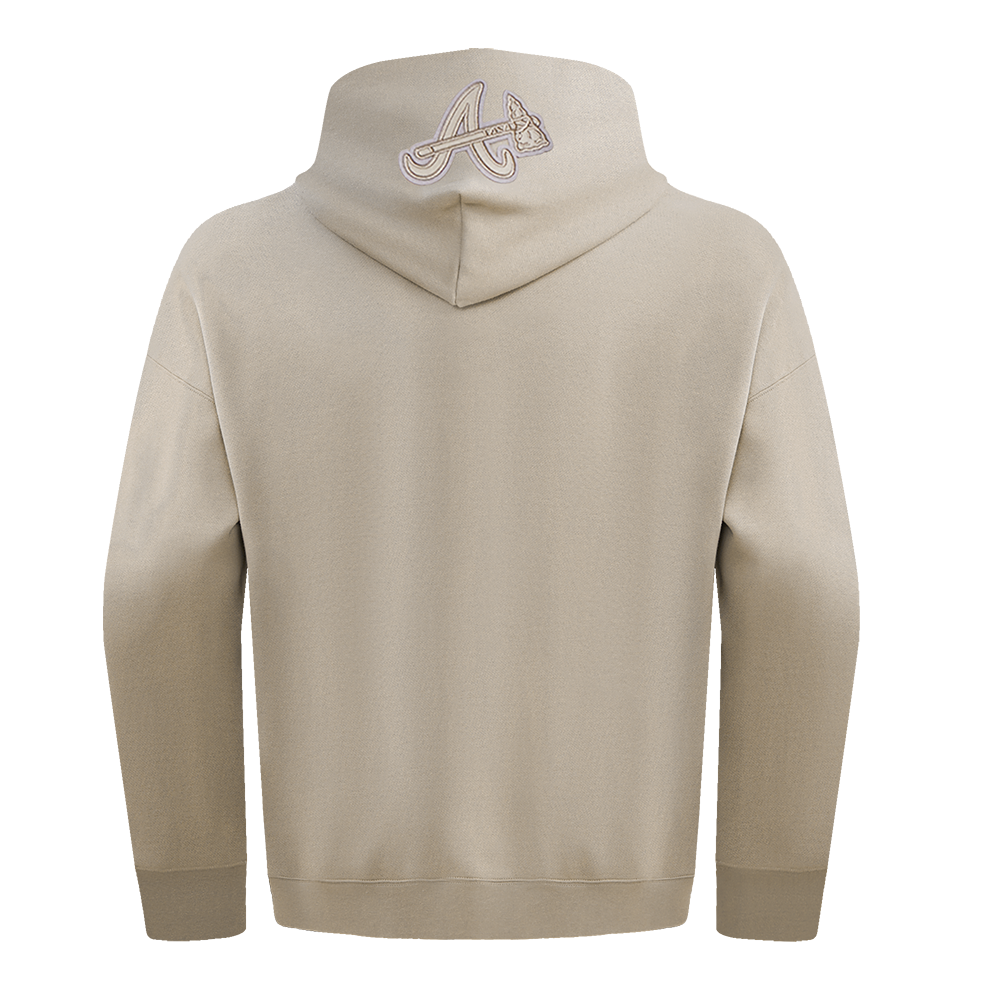 MLB ATLANTA BRAVES NEUTRAL CHANDAIL À CAPUCHON À ÉPAULES TOMBANTES POUR HOMME (TAUPE)