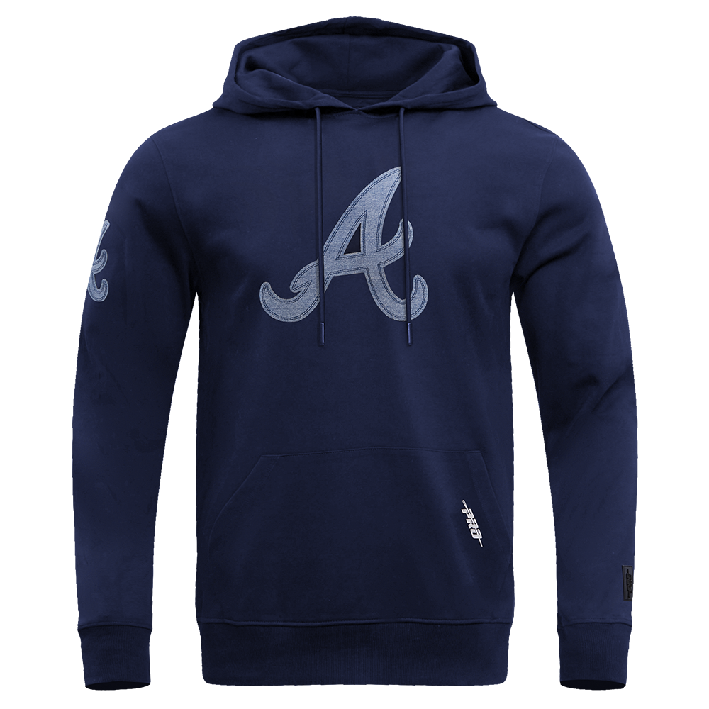 MLB ATLANTA BRAVES VARSITY BLUES CHANDAIL À CAPUCHON EN MOLLETON POUR HOMME (MARINE MINUIT)