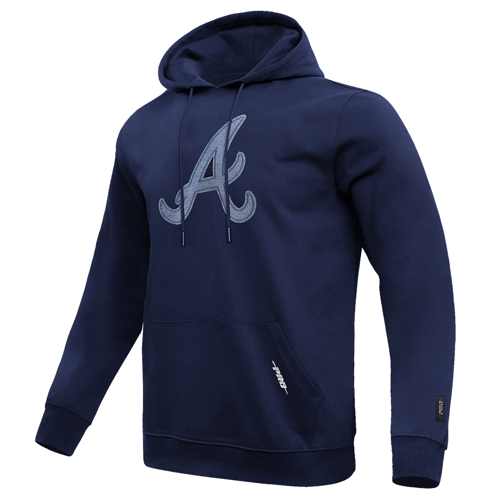 MLB ATLANTA BRAVES VARSITY BLUES CHANDAIL À CAPUCHON EN MOLLETON POUR HOMME (MARINE MINUIT)