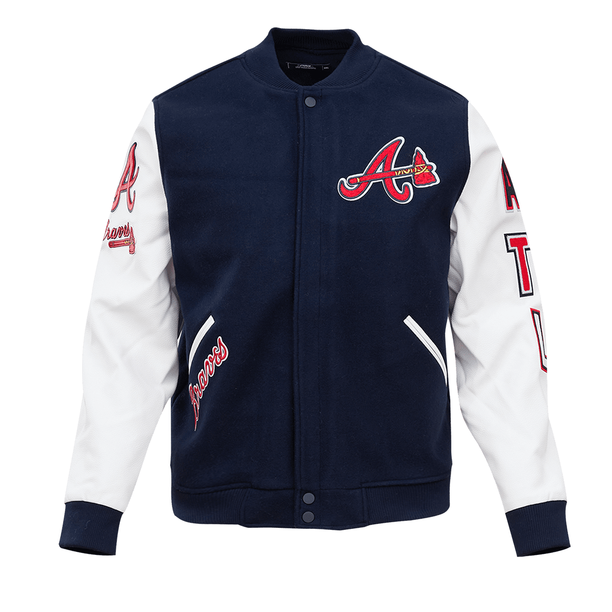 MLB ATLANTA BRAVES CLASSIC BLOUSON COLLÉGIAL EN LAINE POUR HOMME (MARINE MINUIT)