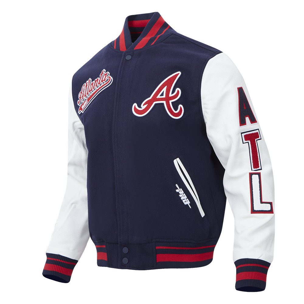 MLB ATLANTA BRAVES SCRIPT TAIL MEN'S RIB WOOL VARSITY (MIDNIGHT NAVY/RED/MIDNIGHT NAVY)