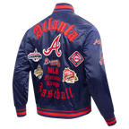 MLB ATLANTA BRAVES OLD ENGLISH MEN'S RIB SATIN JACKET (MIDNIGHT NAVY/RED/MIDNIGHT NAVY)