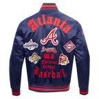 MLB ATLANTA BRAVES OLD ENGLISH MEN'S RIB SATIN JACKET (MIDNIGHT NAVY/RED/MIDNIGHT NAVY)